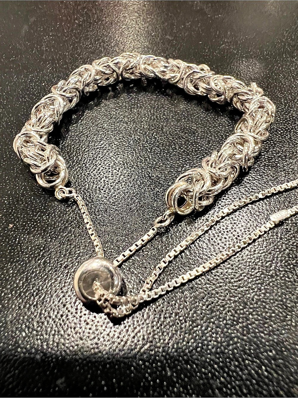 Sterling Silver 925 Byzantine Bolo Bracelet No Stone